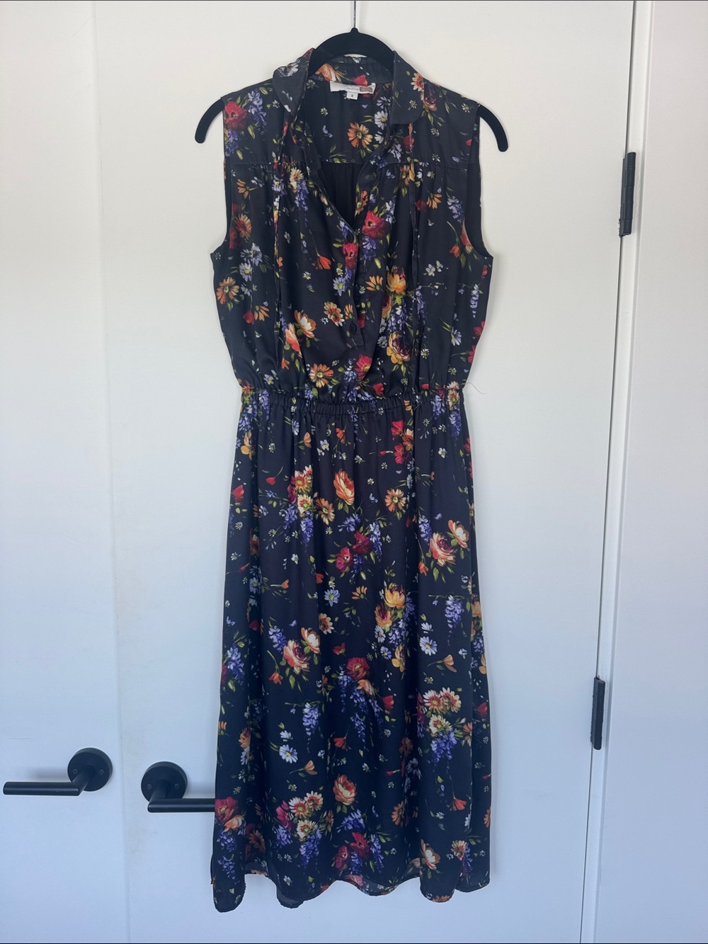 Adam Lippes navy Floral Sleeveless Midi Dress
